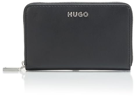 HUGO Damen Mel Small Zip Around Wallet, schwarz-Carbon, Wallet, 6-Inch, Mel Kleine Geldbörse mit umlaufendem Reißverschluss