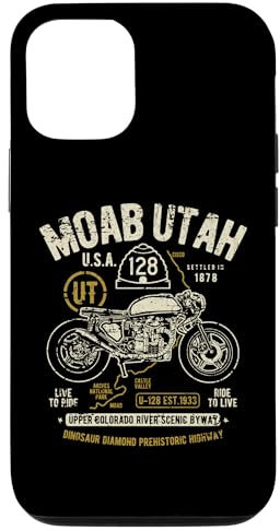 Carcasa para iPhone 12/12 Pro Moab Utah Route U-128 Colorado River Retro diseño de motocicleta