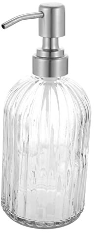 Cabilock Hand Soap Dispenser Glass Bottle Leakproof Stainless Steel Pump for Home Travel
