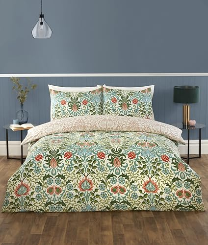 Rapport Home Heritage Floral Microfibre Single Reversible Bedding Set | Ultra-Soft, Wrinkle-Resistant, Easy Care Comfort & Elegant Style for All Seasons | Multi