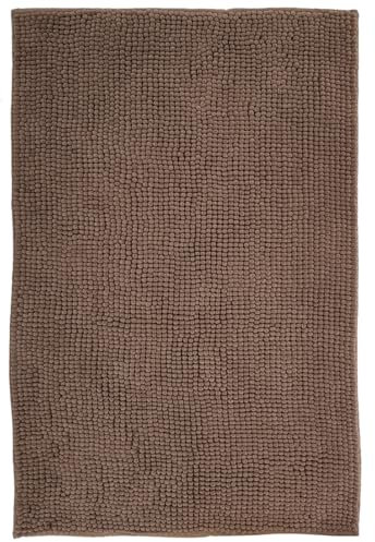 NYVI Badematte NYVISpa Chenille XXL 70x120 cm Taupe Rechteckig - Badezimmerteppich - rutschfest, Saugfähig, Schnell Trocknend, Fußbodenheizung geeignet, Oeko-TEX, Waschbar, Weich