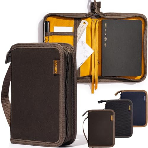 LOCHBY® Field Folio A6 | Notebook-Etui mit Reißverschluss | Wasserabweisendes gewachstes Canvas | Ideal für Reisen, Kunst und Bullet Journals