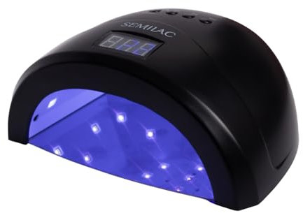 Semilac UV LED Lampe 24W/48W All Black – Nagellampe mit Dual-LED, Timer, Bewegungssensor & Low Heat Mode