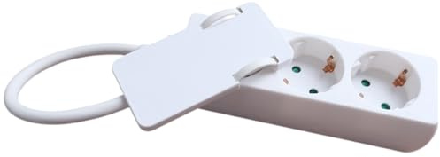 Steckdose 3Fach Schwarz Flach Stecker Möbel Weiss CE mit kurzem Kabel (1)