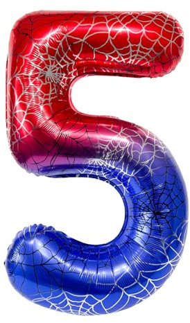 DazzJoy Spider Geburtstagsdeko 5 Jahre Junge, Spinnen Luftballons Geburtstag 5 Jahre Junge, Spidey 40 Zoll 5 Folienballon Zahl, Spinnen Luftballon 5 Geburtstag Jungen