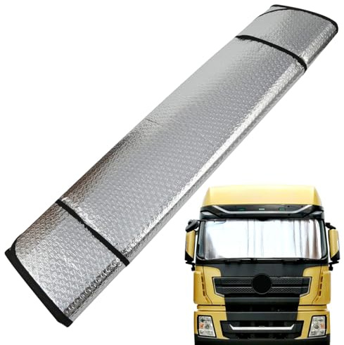 Große Lastwagen Windschutzscheibe, Alufolie, 100% UV Schutz, Effizienter Wärmedämmstoff, Ideal für Fahrerhäuser, LKW Parks und Baustellenfahrzeuge