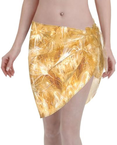 PHAYAH Goldener Weizen-Mango-Druck, Damen-Bademode, Chiffon, Strand-Sarong, Pareo, Bikini, Badeanzug