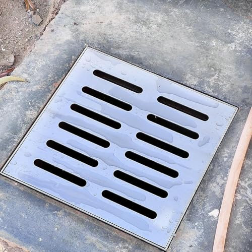 ININOSNP rutschfeste Stabgitterrost Edelstahl-Außenrinnen Quadratische Auffangbecken-Entwässerungsabdeckungen Regenwasserrinnen(40x40X3cm)