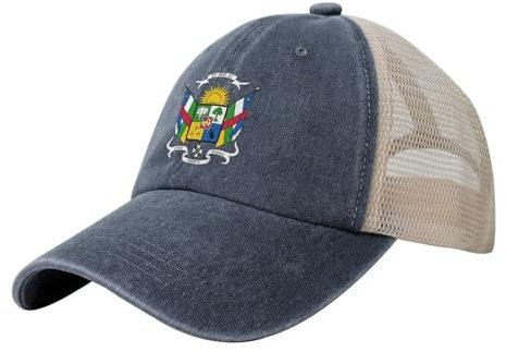 Baseballkappe FüR Herren Und Damen, Zentralafrika Staatswappen Drucken Design 100% Baumwolle, Uv-Schutz Verstellbar, Baseball Cap Einfarbig, Unisex, EinheitsgrößE,Marineblau