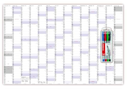 XXXL Wandkalender Special A0 2027 nass abwischbar inkl. Stifteset (Format 120 x 80cm) Jahresplaner Wandplaner gerollt mit extra großen Tageskästchen zur optimalen Verwendung