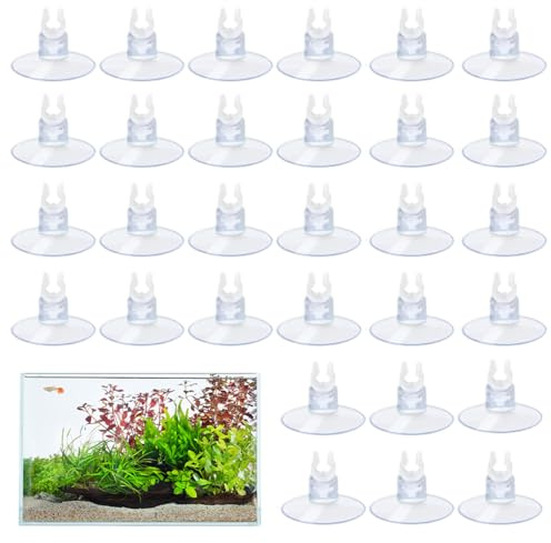 30 Stück Aquarium Saugnapf Clips,Transparent Aquarium Saugnäpfe,Klein Aquarien Luftschlauch,Ersatz-Saugnäpfe für Futterrohrset,Saugnapf Schlauchhalterung für Luftverkehrslinie Schlauchhalter