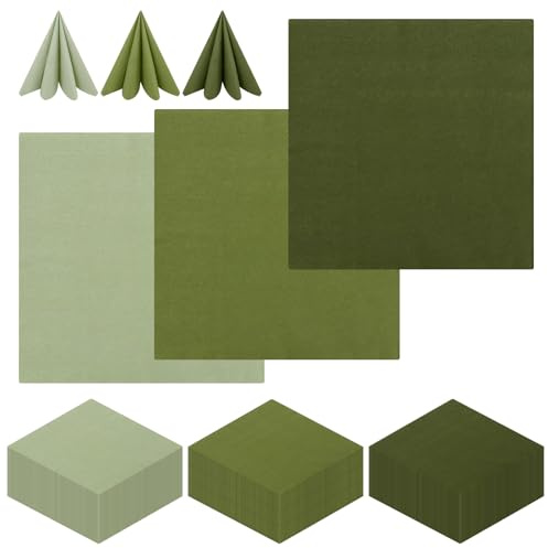 120 Stück Servietten Salbeigrün, Servietten Grün 33x33cm, Einwegservietten Eukalyptus Grün Papierservietten, Tischdeko Salbeigrüne für Hochzeit, Geburtstag, Kommunion & Taufe(3 Farben)