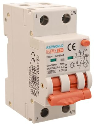 Interruttore Differenziale Magnetotermico Tipo A 20A C20, Bipolare 2P Veri (NO 1P+N), Curva C 6kA 30mA, Doppio Leva con Diagnostica Visiva, 2 Moduli DIN, Serie PL8M2