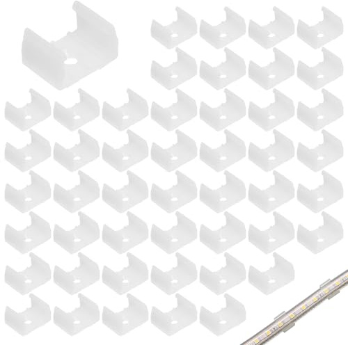 Clip di fissaggio per striscia luminosa a LED, 14-17 mm, staffa di montaggio per luci al neon, impermeabili, flessibili, per interni ed esterni, confezione da 100