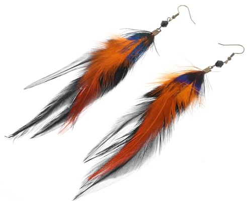 TOYANDONA Boucles Oreilles Plume Naturelles Légères avec Perles Cristal pour Femmes Bohèmes Style Ethnique Élégant