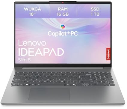 Lenovo IdeaPad Slim 5 | Laptop | Ryzen AI 7 | 16GB | 1TB | Ohne Netzteil | 16 WUXGA Display | AMD Ryzen AI 7 350 | 1TB SSD | 16GB RAM | AMD Radeon 860M Grafik | QWERTZ | Windows 11 | Grau