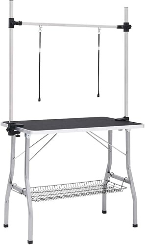 Haustierpflegetisch Höhenverstellbar Faltbar | 90x60x76cm Schwarz, professioneller Trimm- & Frisiertisch für Hunde & Katzen, stabil & langlebig