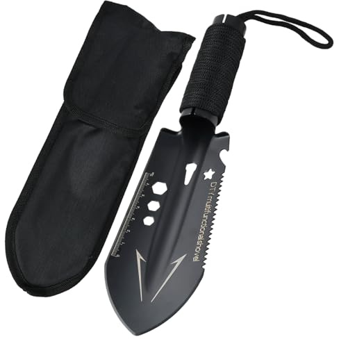 Pala de Camping Multifuncional, Pala de Jardinería, Paleta Ultraligera 9 en 1 para Mochilero, Ideal para Supervivencia y Jardinería – Acero Inoxidable, Portátil