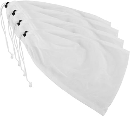 HEMOTON 4 Stück Feinmaschige Poolnetzbeutel mit Zugkordel Ersatznetz für Poolsauger und Skimmer Langlebiges Poolzubehör für Effiziente Schmutz und Blätterfiltration