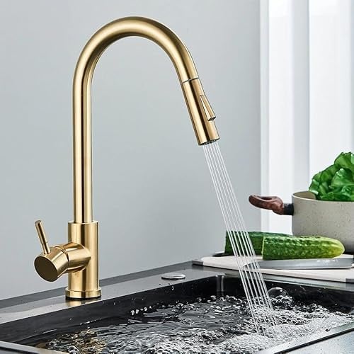 Grifo de Cocina Extraíble con Sensor Táctil, 3 Modos, Giratorio 360°, Acero Inoxidable, Monomando para Fregadero