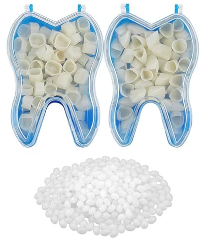 JOVYTH 1 juego de capuchones y coronas temporales para dientes, para dientes frontales y posteriores, con material para reparación dental, corona temporal, dientes postizos temporales