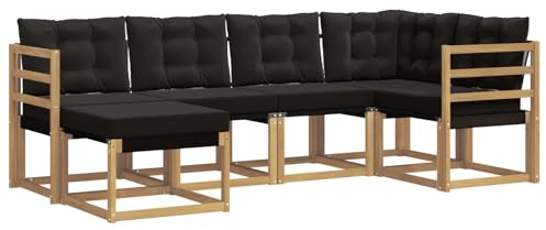 vidaXL Outdoor-Sofagarnitur mit Kissen 6 pcs Weiß und Schwarz, Moderne Outdoor-Sofa-Sitzgruppe, stylische Gartenmöbel, robuste Terrassenmöbel, Bequeme Lounge für den Garten