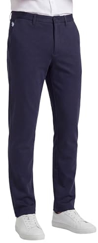 U.S. POLO ASSN. Herren Stoff Hose (W30-W42) Baumwollmischung, Reißverschluss, 4 Taschen P058
