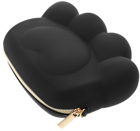 KALLORY Porte-Monnaie Silicone Noir de Patte de Chat pour Femme et Garçon et Filles, Petit Paquet de Rangement Multifonctionnel pour Pièces et Petits Objets, Design et Pratique