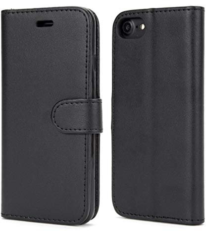NWNK13 For iPhone 5 / 5S / SE Black Phone Case Premium Quality Leather Case Shockproof Slim Book Side Open Flip Wallet Phone Cover
