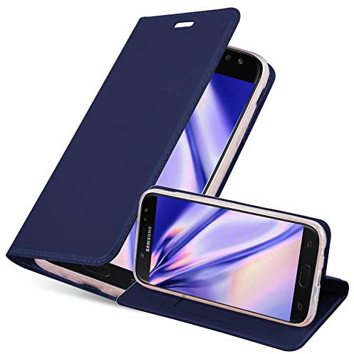 Cadorabo Hülle kompatibel mit Samsung Galaxy J5 2017 aus Premium Kunst Leder Flip Klappbare Stoßfeste Magnetische [Standfunktion] [Kartenfächern] Cover Hülle für Galaxy J5 2017 Tasche in Blau