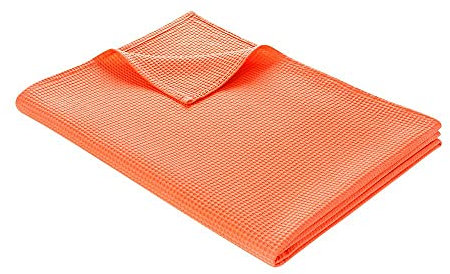 WOHNWOHL® Tagesdecke (150x200cm) • Leichte Waffelpique Decke • 100% Baumwolle • Sommerdecke • Sofa-Decke • Pflegeleichte Wohndecke • Überwurfdecke • Baumwolldecke • Farbe: Koralle
