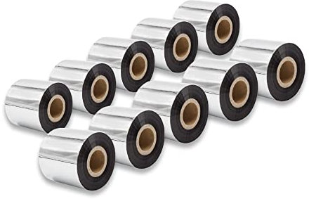 vhbw 10x Thermotransfer-Band kompatibel mit Printronix T5308, T5306 Drucker Etikettendrucker, Wischfest, 60 mm x 300 m, Wachs-Plus Schwarz