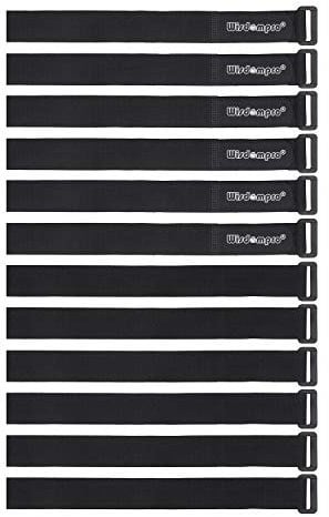 Hook and Loop Cable Straps, Wisdompro [12 Pack] 1 x 18 Inches Fastening Cable Ties Adjustable Multipurpose Securing Straps for Cord Management