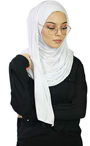 Hijab Schal zum Einfädeln, mit Öffnungen für Brille, muslimisch, Voile, für Damen Gr. One size, weiß (HE500 Blanc)