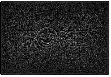 Nicoman SMILEY FACE Embossed Shape Door Mat Dirt-Trapper Washable Barrier Doormat-(Use Indoor or Sheltered Outdoor)-(90x60cm/3x2ft,Large) Black