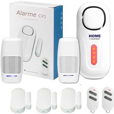 Alarme de Camping Car - 100% Autonome - sans Fil - Sirène 120 DB - 3 Détecteurs d’Ouverture - 2 Détecteurs de Mouvement - 2 Télécommandes - Alarme De Camping Car