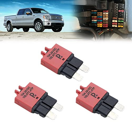 parts PTT T3 Réinitialisation manuelle Fuse Disjoncteur 10A ATC/ATO 28VDC Disjoncteur Fuse Kit Porte-fusible en ligne réinitialisable Protection Pour Voiture Camion bateau RV Manuel Type 3 Pack