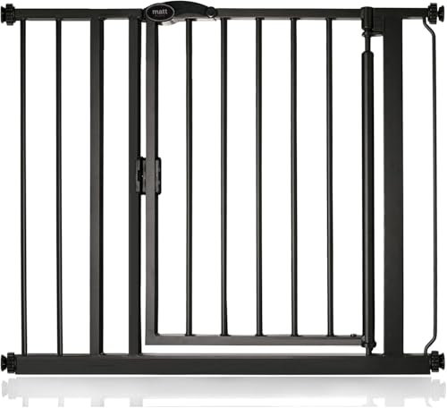 Bettacare Puerta de Seguridad de Cierre Automática, 89.4 cm - 96.4 cm, Negro Mate, Puerta de Seguridad con Ajuste a Presión, Puerta de Bebé, Barrera de Seguridad para Puertas Pasillos y Espacios