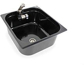 Edelstahl Spülbecken Camping Spüle Design Dunkel Waschbecken + Ablauf 354x325x150mm Barwig Wasserhahn integriert (ad-ideen)