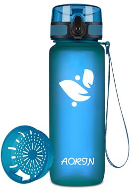 AORIN Botella Agua Deporte - 500ml - Botella Agua Niños Sin BPA,Impermeable y Reutilizable,Apertura con un Solo botón,Aplicar a Sport, Gimnasio, Trekking,Bicicleta