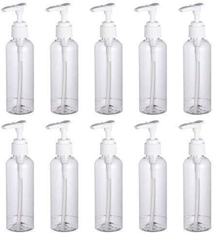 FRCOLOR Lot de 10 Bouteilles Pompe Vide 100 ML en Plastique Transparent pour Lotion Et Cosmétiques Distributeur Pompe Airless Contenants Rechargeables Petit Format Voyage