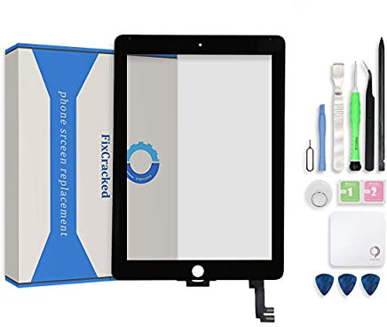 Reemplazo de pantalla para iPad Air 2, vidrio digitalizador FixCracked iPad Air 2, solo para personas profesionales, no incluye LCD, adhesivo preinstalado con kit de herramientas (A1566, A1567), color
