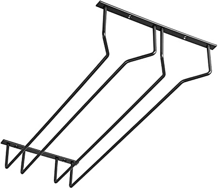SOTECH Gläserhalter für 2 Glasreihen 235 x 500 x 70 mm schwarz | Schrankhalterung für Weingläser Sektkelche Stielgläser Weinglasregal