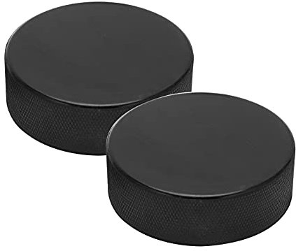 2 Stück Eishockey Puck Classic für Erwachsene, Schwarz Pucks Vollgummi für Eishockey, Sports Puck Balls für Üben und Klassisches Training, Durchmesser 3, Dicke 1, 12,1 Unzen