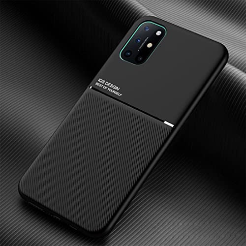 TIANCI Hülle für OnePlus 8T, Textur rutschfest und Stoßfest Schutzhülle, [Hautfreundliches PU-Leder] [Ultradünnes TPU] Handyhülle für OnePlus 8T-Schwarz
