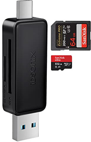 External Memory Card Readers 2-in-1 - iDsonix USB Card Reader 2.0, USB Type C/A XD Card Reader OTG Adapter for MacBook, iPad Pro 2021, iPad Air 5, Huawei P30/P20/P10/Mate 20/10 and More