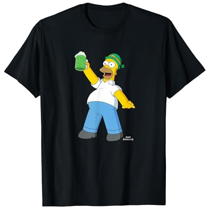 Die Simpsons Homer Simpson Green Duff Beer St. Patrick's Day T-Shirt, Herren, Schwarz, L