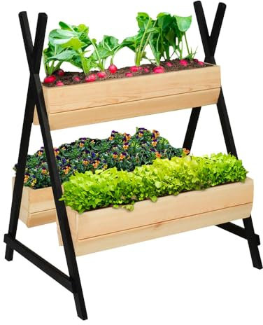 Jardinière en bois sur pieds 3 bacs tipito
