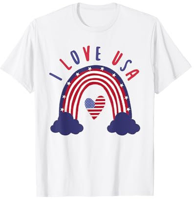 I Love USA Drapeau Américain Arc-en-ciel T-Shirt