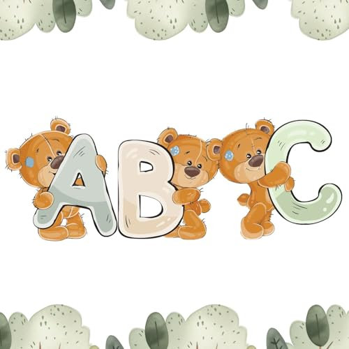 Sunnywall Buchstaben ABC Bärchen Aufkleber Wunschname Wandtattoo für Initialen und Namen Groß